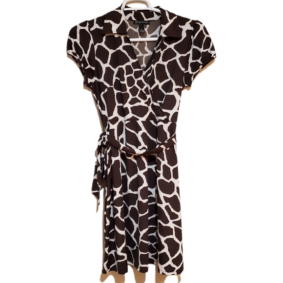 INC International Concepts Dresses & Skirts - International Concepts Giraffe Print Faux Wrap Dress Women's Medium Petite